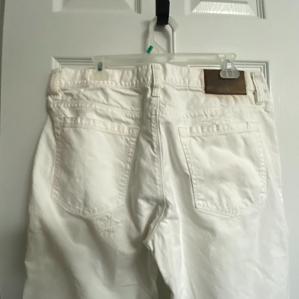 EUC~MK Mens 38X32 White denim Factory distressed Jeans - Picture 6 of 13